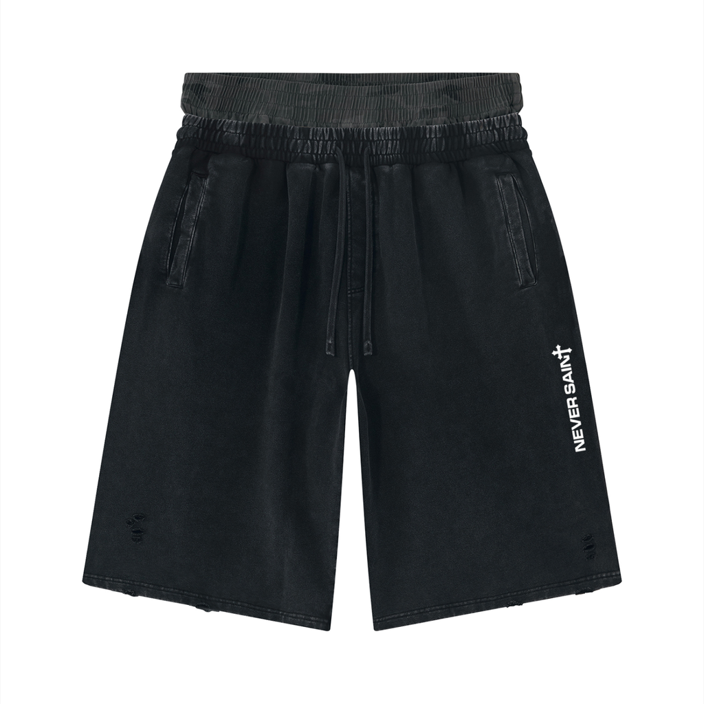 "Gray Camo" Distressed Wide Leg Shorts