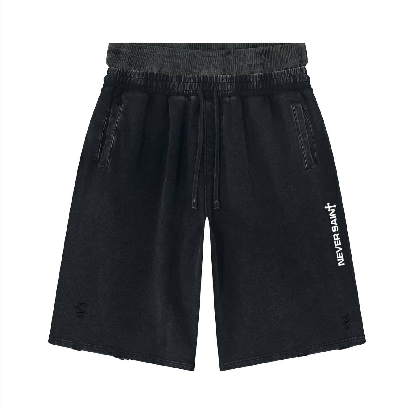 "Gray Camo" Distressed Wide Leg Shorts