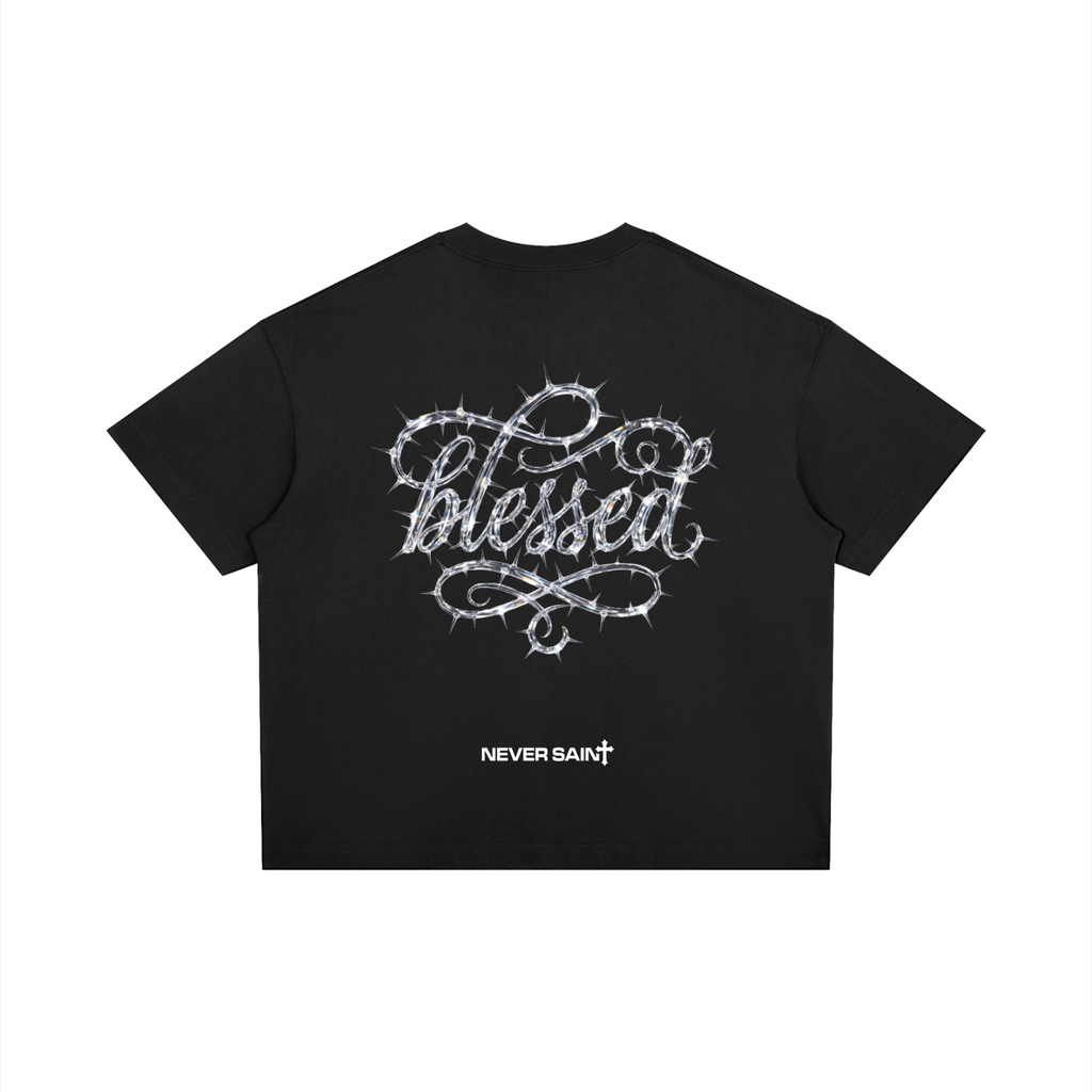 "BLESSED" Unisex Boxy-Cropped T-Shirt