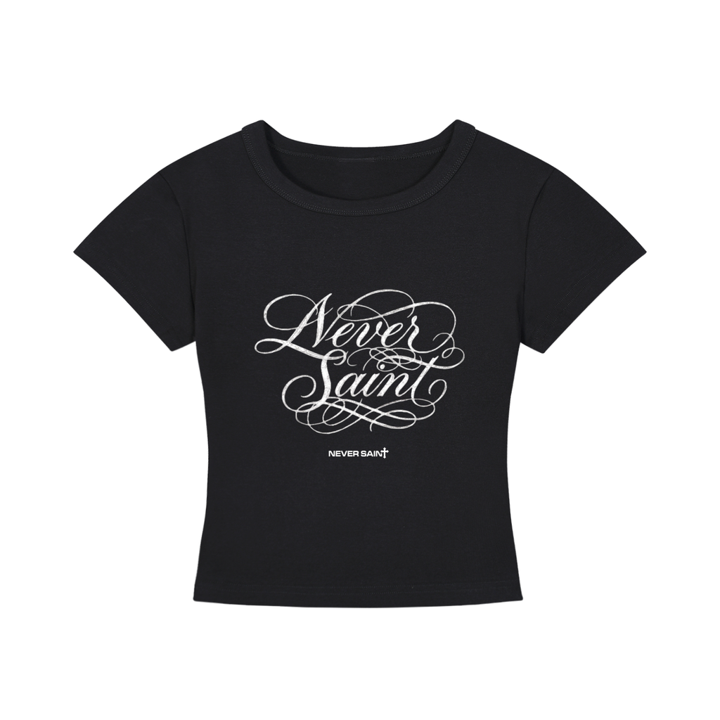 "NEVER SAINT" Women's Cropped T-Shirt