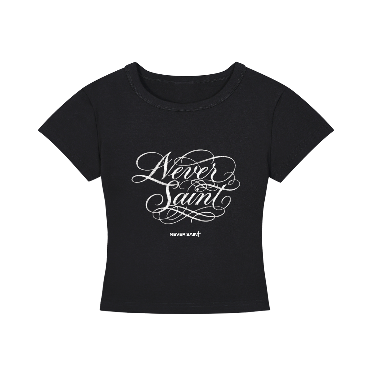 "NEVER SAINT" Women's Cropped T-Shirt